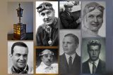 Zleva pod Putovním pohárem Elišky Junkové Rudolf Caracciola, nahoře Hans Stuck, Albert Divo a Eliška Junková, dole Otto Salzer, Čeněk Junek a Jiří Kristián Lobkowicz